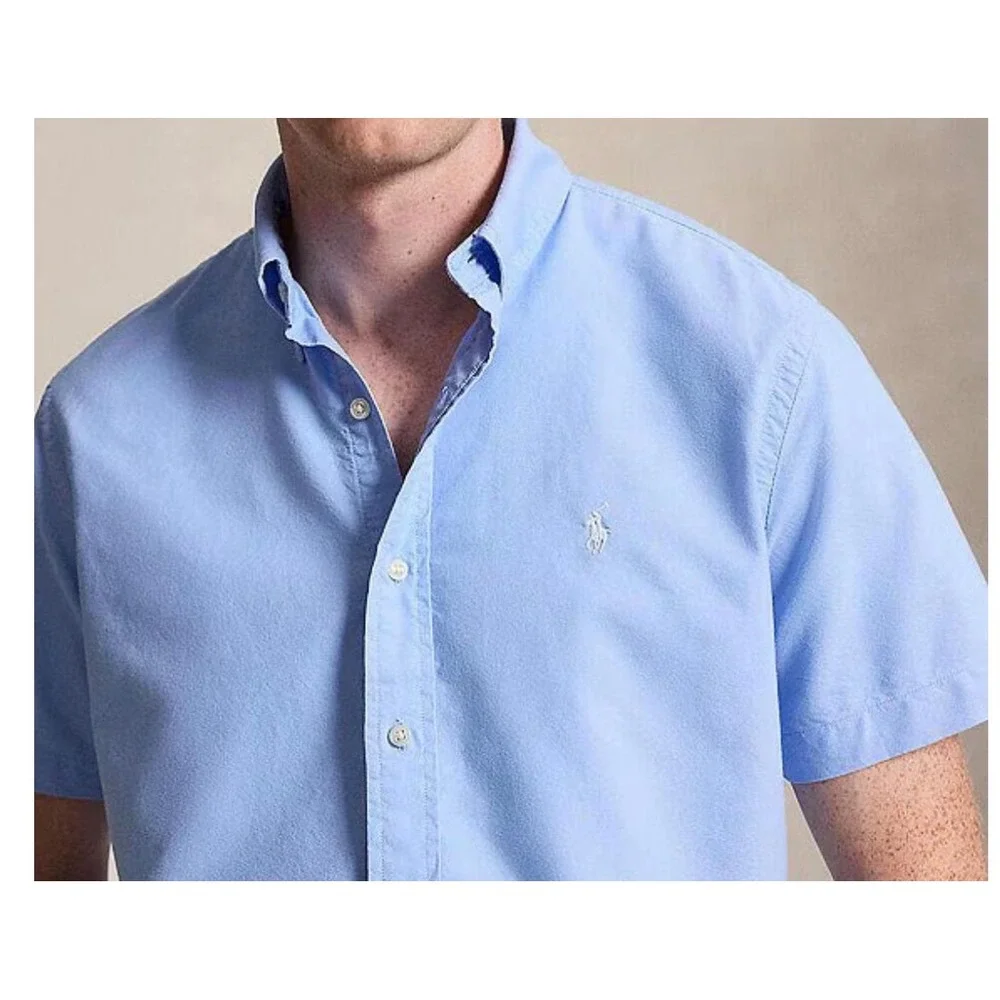 Polo Ralph Lauren Curham Classic Fit Blue Short Sleeve Shirt XLT Tall Mens